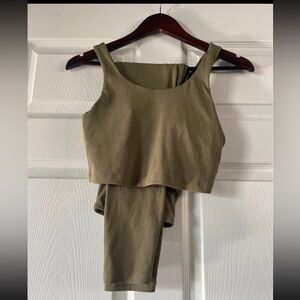 Dip Olive Green Ribbed Tank and Leggings Set